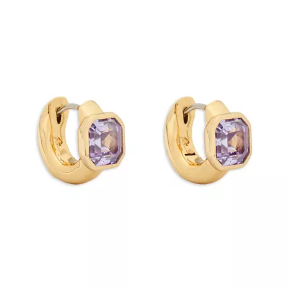 $58 Kate Spade Keep Sparkling Asscher Huggie Earrings purple - Picture 6 of 6